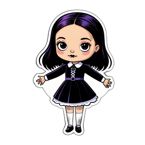 En lekfull klistermärke av Wednesday Addams