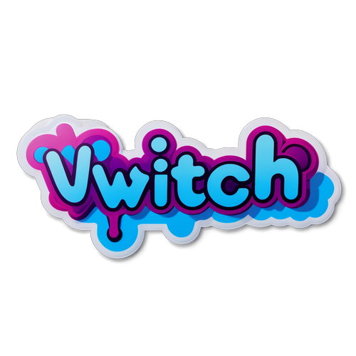 Наклейка с ярким и игривым шрифтом 'twitch'