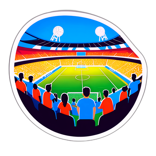 친구들과 함께 경기장에서 축구 관람