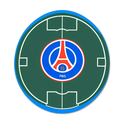 ธีมฟุตบอลสีน้ำเงินของ PSG บนสนามฟุตบอล