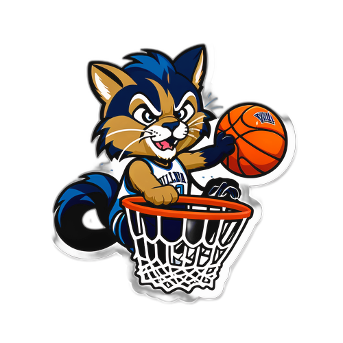 Villanova Wildcat Mascot Dunking Basketball Sticker
