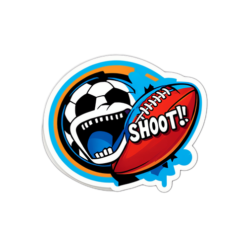 สติกเกอร์ฟุตบอลเคลื่อนไหวกับคำว่า 'Shoot!'