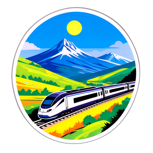 Autocollant de train SNCF à grande vitesse dans des paysages pittoresques