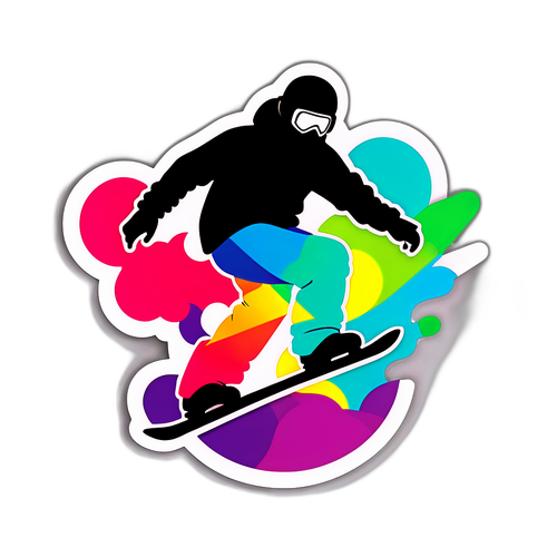 Minimalist Aufkleber mit Snowboarder-Silhouette