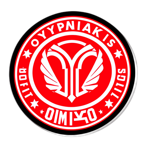 Σχεδίαση αυτοκόλλητου για Ολυμπιακό, συμπεριλαμβανομένου του λογότυπου της ομάδας και της ιστορίας νίκης.
