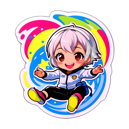 エリ・ツバサの滑り降りる瞬間を捉えたステッカー