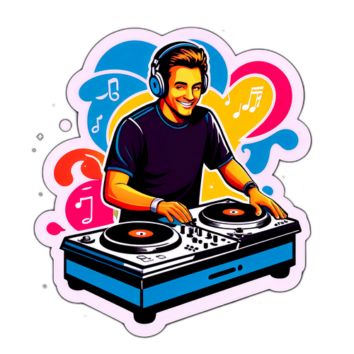 डिज़ाइन एक रेट्रो-प्रेरित स्टिकर DJ कार्य में