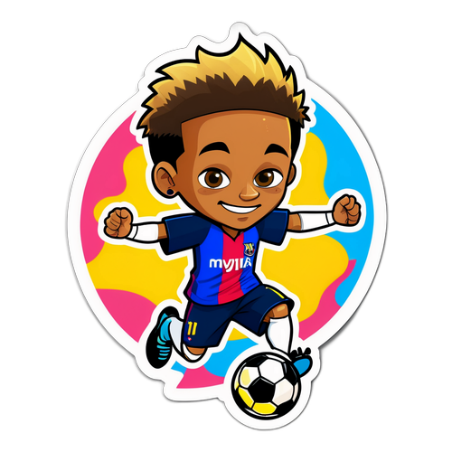 Stiker Kartun Neymar yang Ceria
