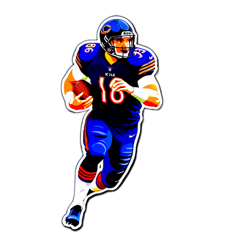 Conception animée de Kyle Long courant sur le terrain avec des effets de vitesse