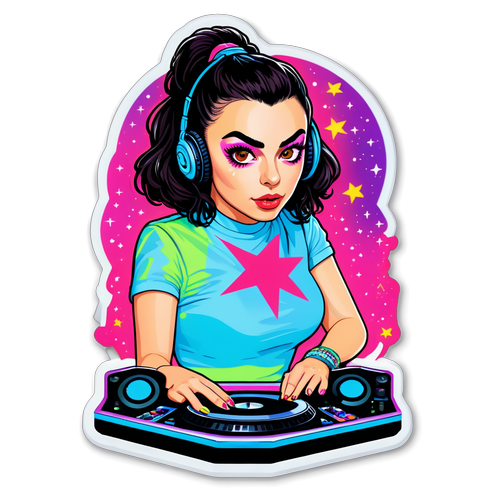 Neonfärgad DJ Sticker med Charli XCX