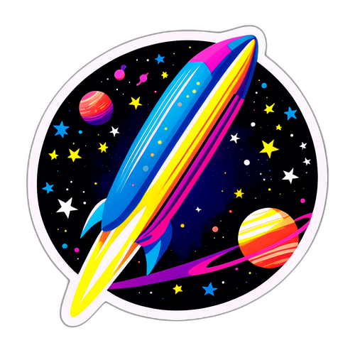 Ilustração Vibrante de um Foguete Espacial