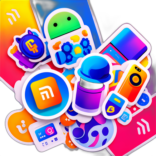 Наклейка с популярными моделями Xiaomi на ярком стильном фоне