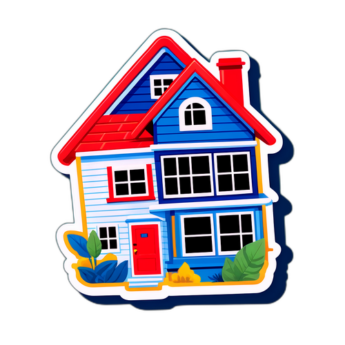 다양한 주택 소유주를 상징하는 세금 고지서가 있는 집 스티커 디자인