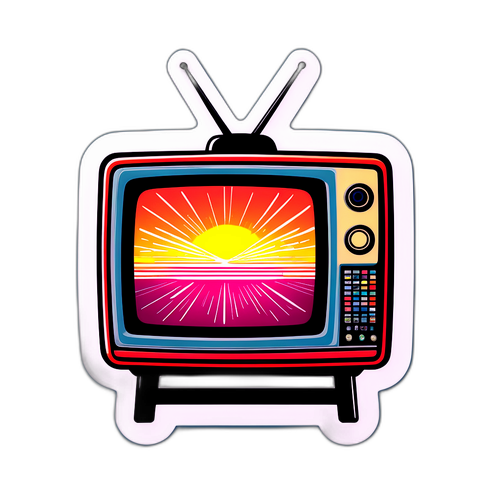 Energetisk TV2 klistremerke med vintage TV