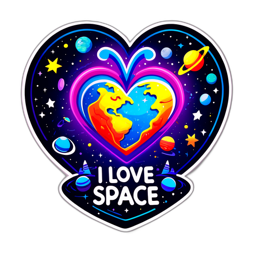 Космическое сердце с текстом "Я люблю космос!"