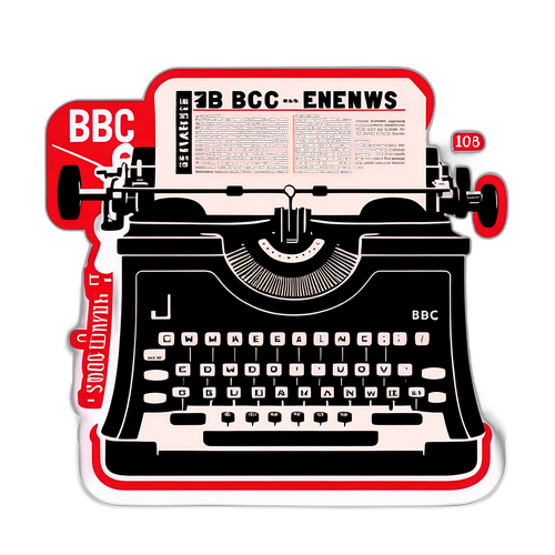 Κλασικό αυτοκόλλητο τύπου BBC με παλιομοδίτικη γραφομηχανή