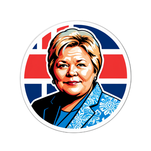 Politisk klistremerke med Erna Solberg