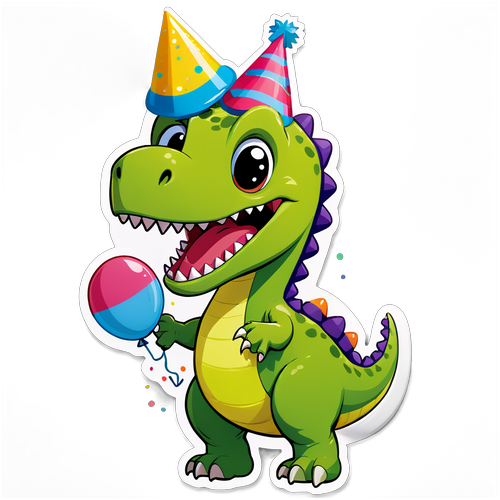 Le Dinosaure Fête : Le Sticker Joyeux Qui Fait Craquer Tous les Enfants!