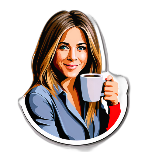 Aufkleber von Jennifer Aniston im lässigen, eleganten Outfit