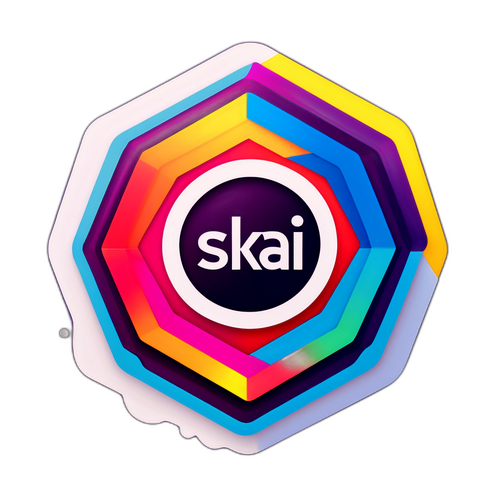 Αναπαράσταση του λογότυπου Skai Live σε γεωμετρικό στυλ με ζωντανά χρώματα