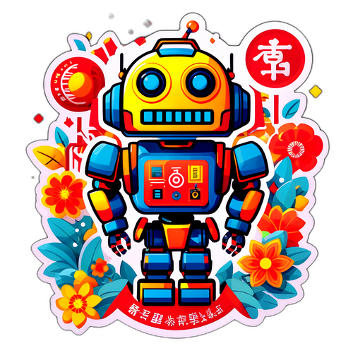 科技与春节的融合贴纸