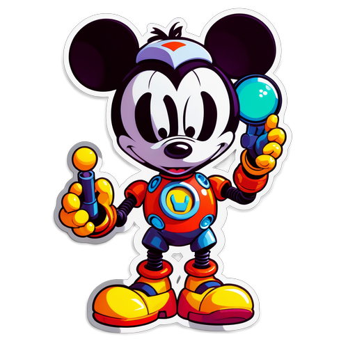 Futuristické zobrazení Mickey 17 jako robotické postavy