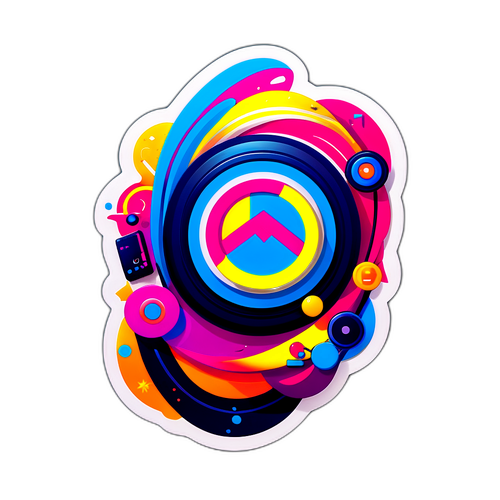 Adesivo Vibrante con Logo Samsung e Elementi Tecnologici Colorati