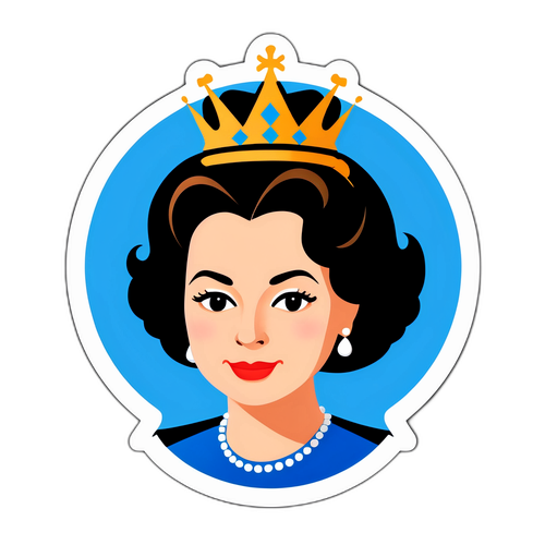 Minimalist Aufkleber mit Königin Elizabeth und stilisierter Krone