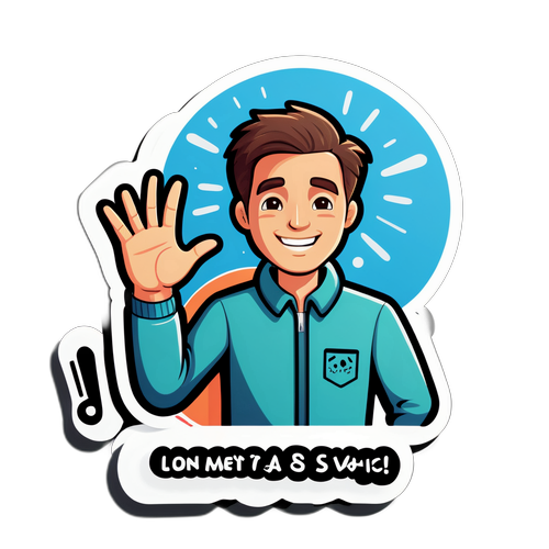 Sticker hình chàng trai vẫy tay chào