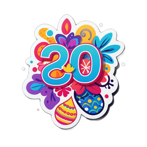 Sticker Dễ Thương "2q" với Họa Tiết Rực Rỡ