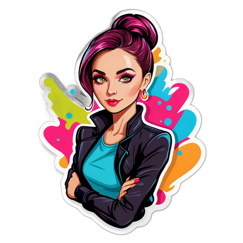 Креативная наклейка с Ольгой Бузовой в стильном наряде