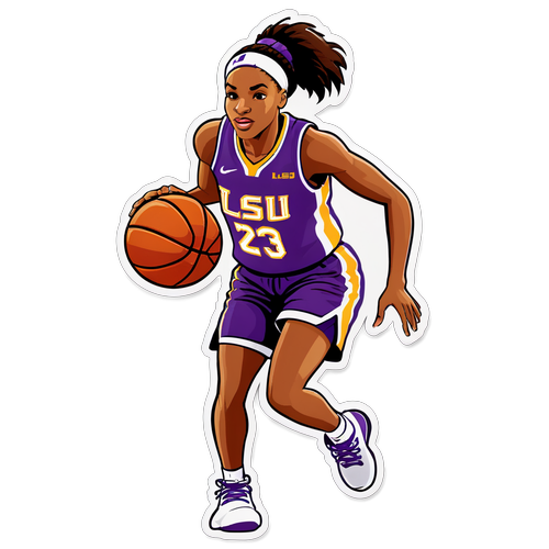 Dynamic LSU Female Basketball Player Sticker