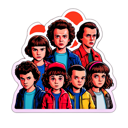 สติกเกอร์ตัวละครจาก Stranger Things ในสไตล์คลาสสิกและน่ากลัว