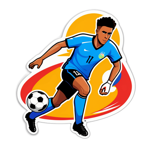 Sticker nhân vật hoạt hình cầu thủ bóng đá sút bóng