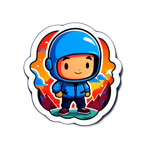 Avontuurlijke Cartoon Sticker