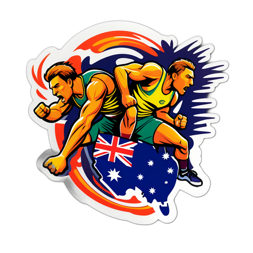 Stiker Pertempuran Olahraga Intens Australia