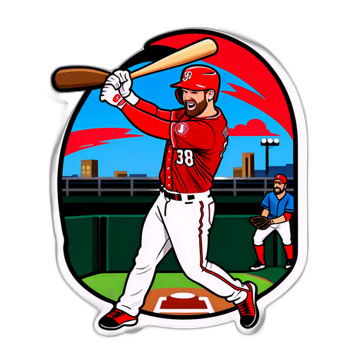 Cartoon Bryce Harper Hitting a Home Run