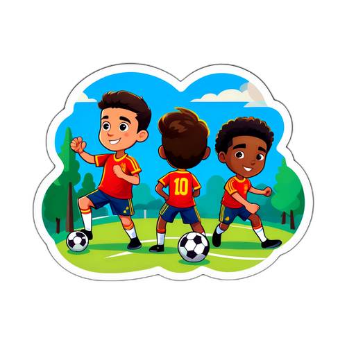 Κωμική απεικόνιση νέων παικτών προπόνησης σε πάρκο