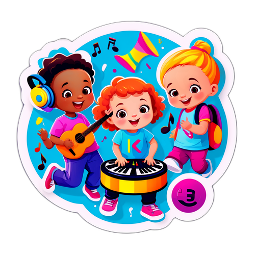 Logo créatif pour JBC K3 avec des tout-petits jouant de la musique