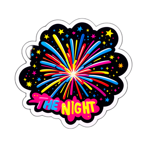 Fargerik klistremerke med fyrverkeri