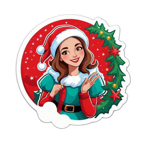 Vánoční samolepka s Lucií Vondráčkovou