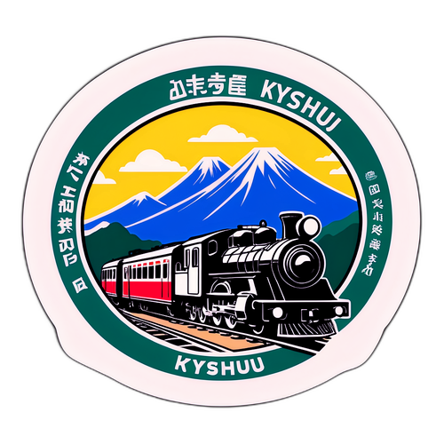 JR九州の歴史的列車をテーマにしたレトロデザインのステッカー