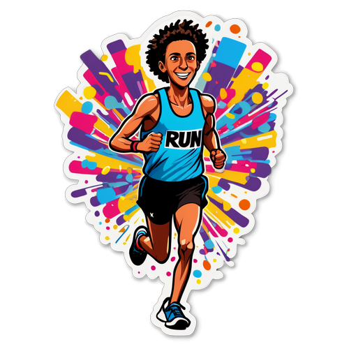 Dynamic Marathon Runner Sticker