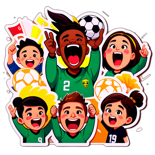 축구 경기장에서 응원하는 팬들의 다양한 표현