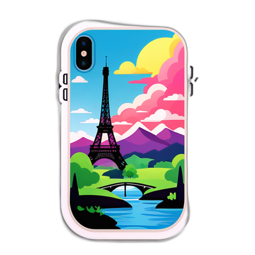 Un autocollant de l'iPhone 17 plongeant dans le paysage moderne français