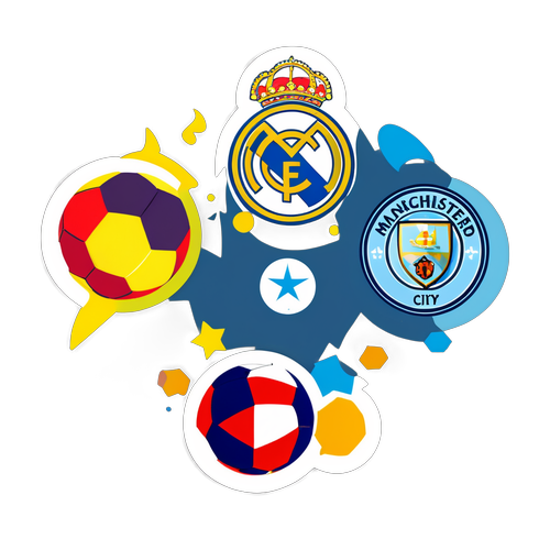 Real Madrid ve Manchester City Arasındaki Rekabeti Gösteren Animasyonlu Futbol Sticker'ı