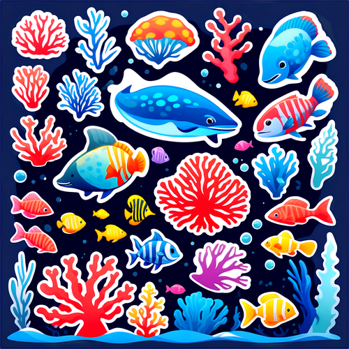 美麗的水下世界生物和珊瑚圖案