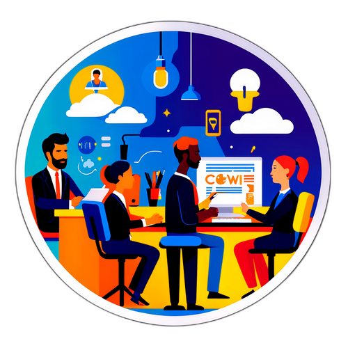 コラボレーションの場面を表現したデザイン