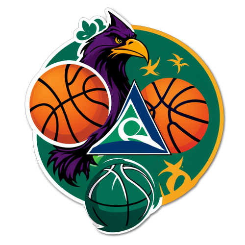 Intriganteng Sticker ng mga Logo ng Wizards at Celtics na Naka-ugnay sa mga Basketball