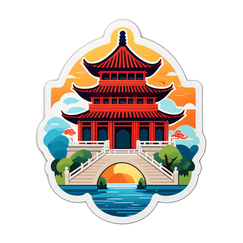 经典中国建筑旅游景点贴纸